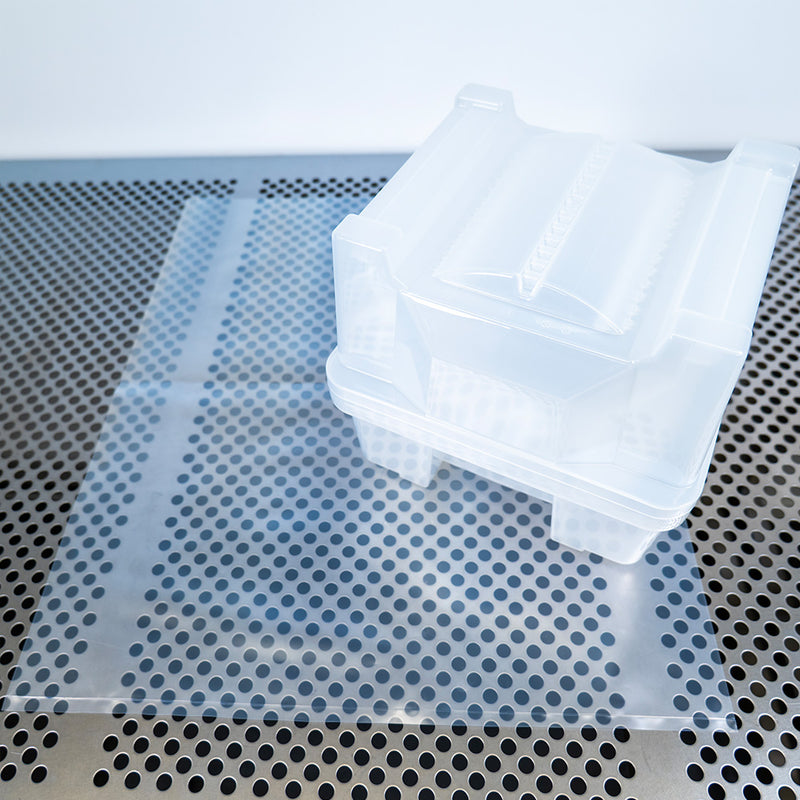 Clear LDPE bag on a cleanroom table with ePRO shipping box