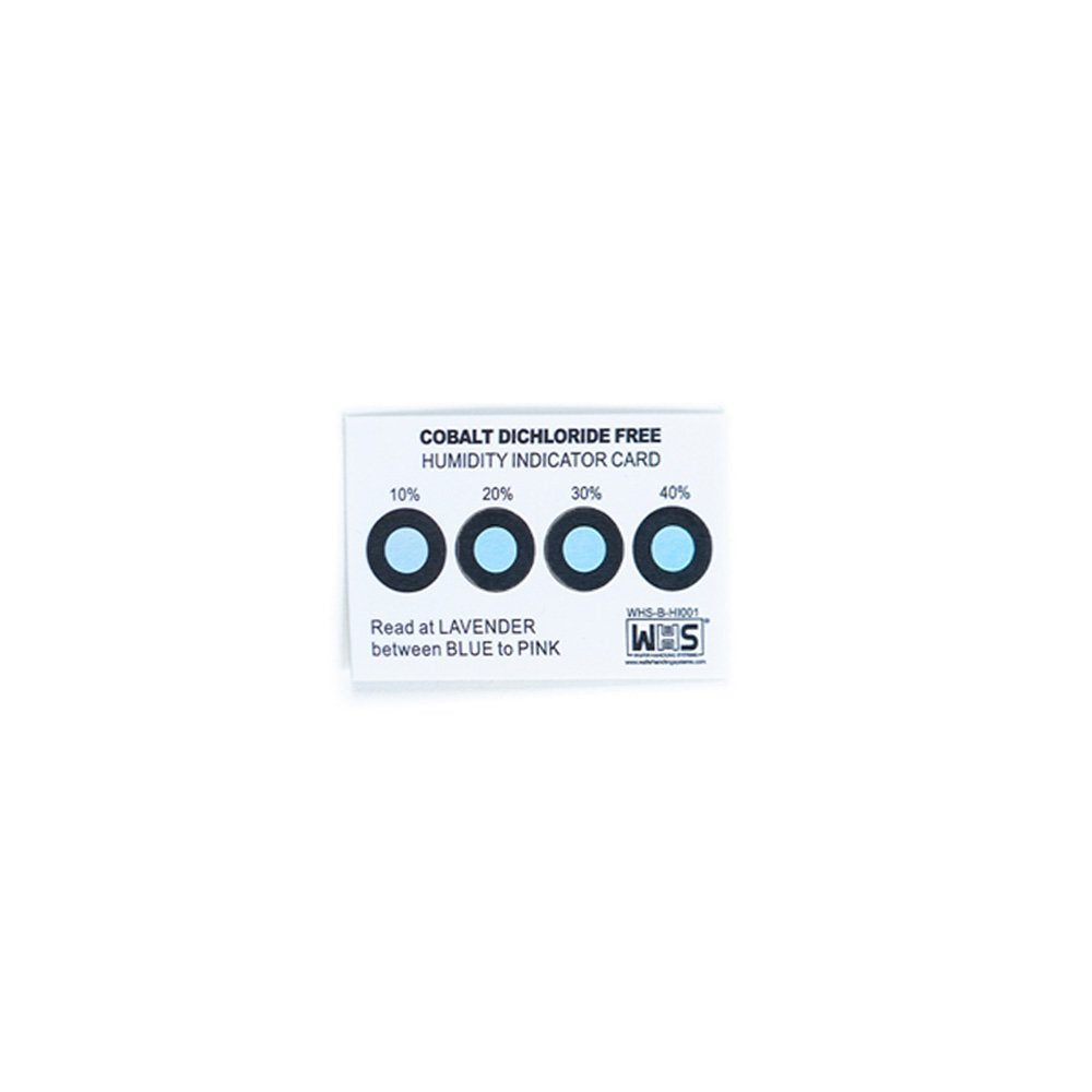 Humidity indicator card with blue circles that measure up to 40%