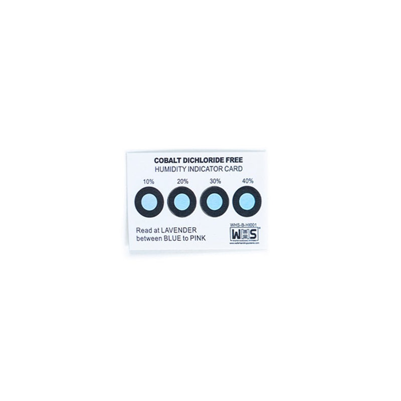 Humidity indicator card with blue circles that measure up to 40%