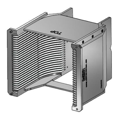 Six inch WHS-M1 Aluminum semiconductor wafer cassette with 25 angular slots and a End-wall/H-bar top-bottom configuration.