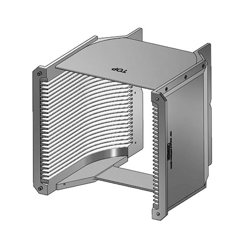 Eight inch WHS-M1 Aluminum cassette with 25 angular slots and a End-wall/H-bar top-bottom configuration.