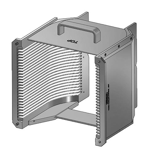 Eight inch WHS-M1 Aluminum cassette. Comes with 25 angular slots and a End wall/H-bar top-bottom configuration. With integrated handle