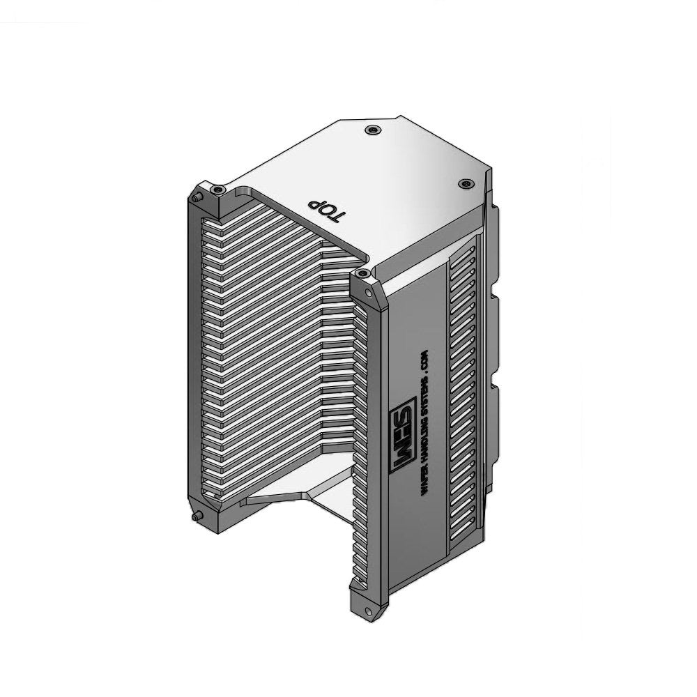 Three inch WHS-M1 Aluminum semiconductor wafer cassette. Comes with 25 Flat slots and a End wall/H-bar top-bottom configuration.