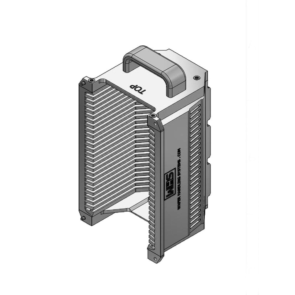 Three inch WHS-M1 Aluminum semiconductor wafer cassette. Comes with 25 flat slots and a End wall/H-bar top-bottom configuration. Including a integrated handle