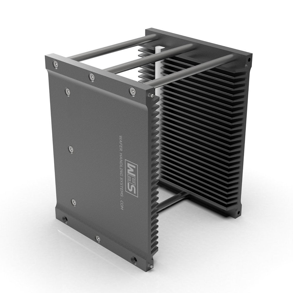 Twenty five slot WHS-M2 Aluminum cassette with a 3 rods and H-bar configuration for 4 inch semiconductor wafers