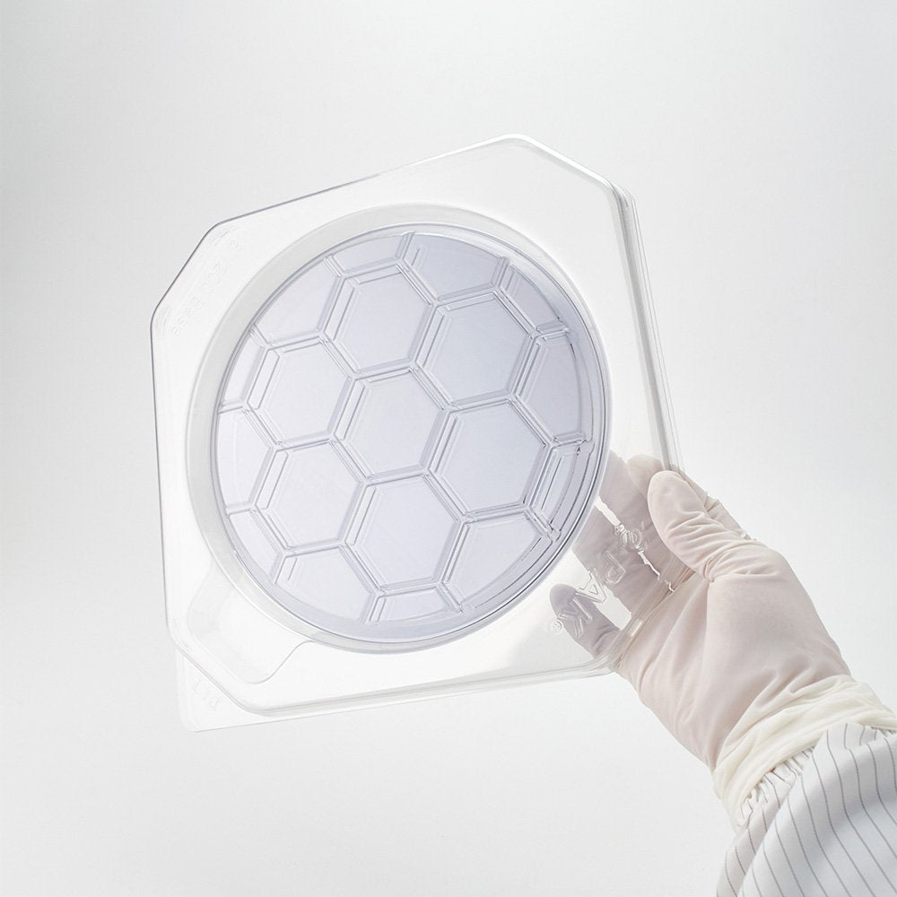 8 inch vacuum formed single wafer shipper made from clear polystyrene
