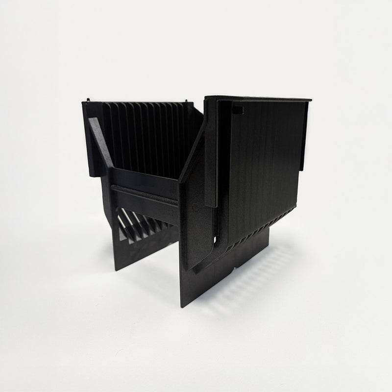 right-front view of an 8 inch conductive polypropylene semiconductor cassette with 13 slots